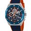 Reloj Marea Hombre Cronómetro, Esfera Azul y Brazalete de Nylon y Silicona Naranja, Resistente al Agua 10 ATM
